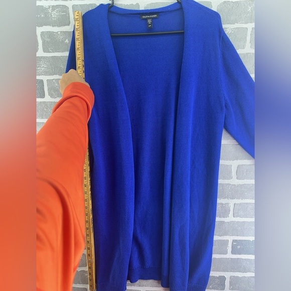 Eileen Fisher Blue Open Front  Cardigan M - Picture 9 of 12
